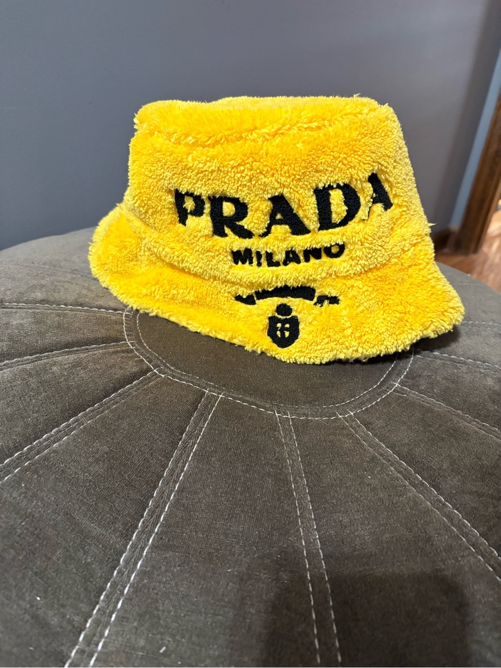 PRADA Yellow Bucket Hat - Milano Logo
